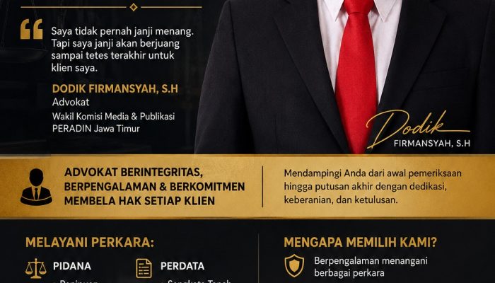 Dodik Firmansyah, S.H., Advokat yang Konsisten Mengawal Pencari Keadilan hingga Titik Akhir