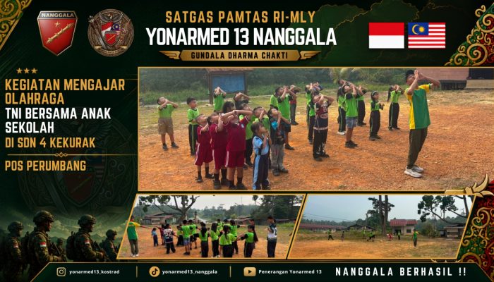 Dukung Pendidikan Perbatasan, Pos Perumbang Satgas Yonarmed 13/Nanggala Berikan Pelatihan Olahraga bagi Siswa SDN 04 Kekurak