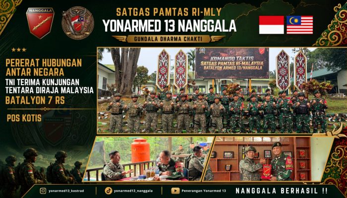 Pererat Hubungan Bilateral di Perbatasan, Pos Kotis Satgas Yonarmed 13/Nanggala Terima Kunjungan TDM
