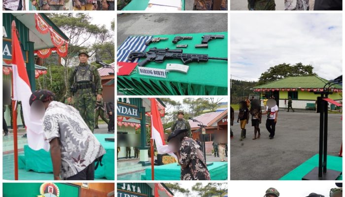 Empat Anggota OPM Serahkan Empat Senjata Api, Tegaskan Komitmen Kembali ke Pangkuan Ibu Pertiwi