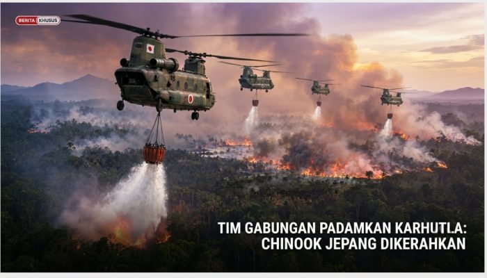 Tiga Helikopter Chinook Jepang Digeser ke Ketapang untuk Perkuat Pemadaman Karhutla