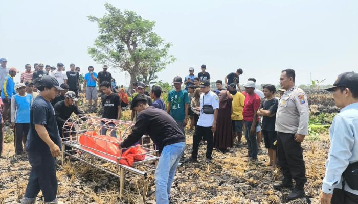 Polsek Pucuk Bersama Masyarakat Evakuasi Jenazah Lansia Yang Ditemukan Di Area Persawahan