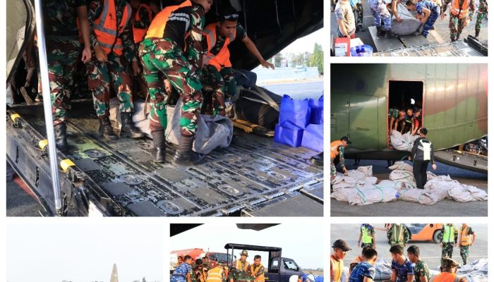 Hercules TNI AU Bawa Flexsible Portable Tank untuk Dukung Penanggulangan Karhutla Kalsel